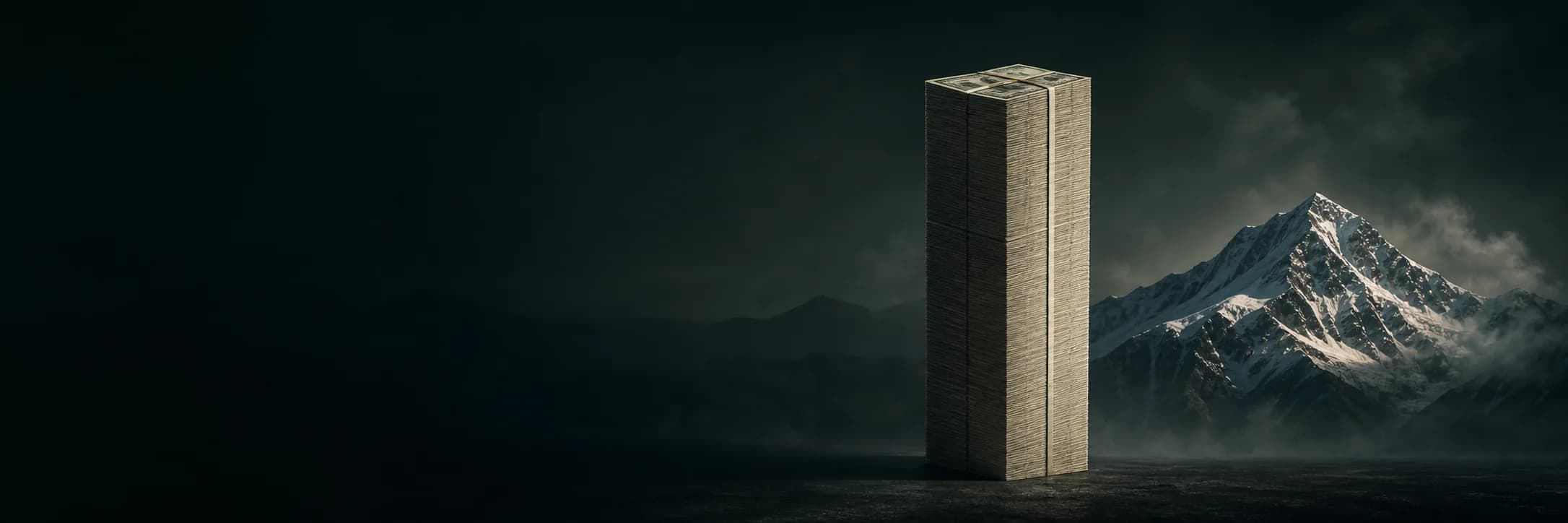 Stacks of $100 bills visualizing amounts from one million to one trillion dollars
